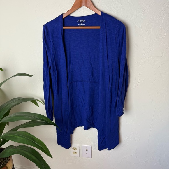 Chico's Sweaters - Chico’s Ultimate Tee Royal Blue Open Front Cardigan Top Size 1